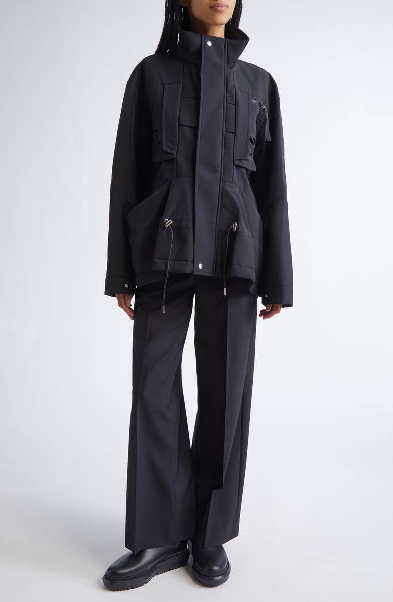 Sacai Mixed Media Jacket, Alternate, color, Black