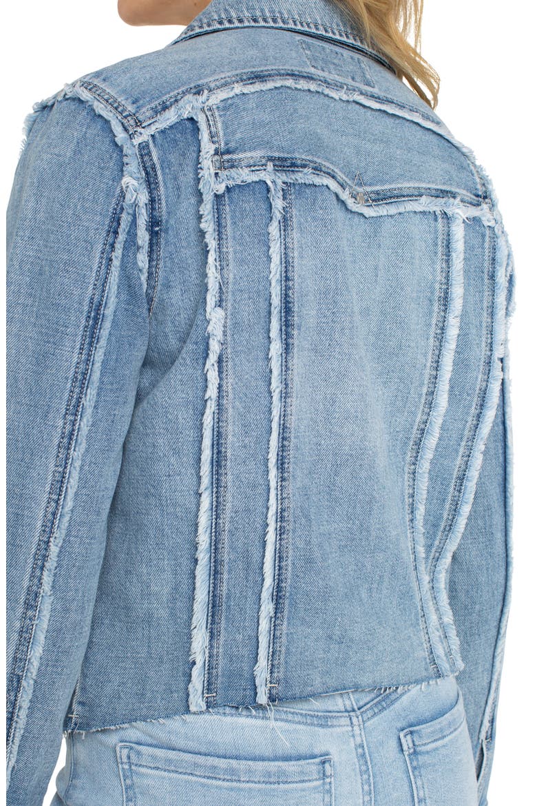 Multi Frayed Denim Trucker Jacket, Alternate, color, NEWPORT BAY