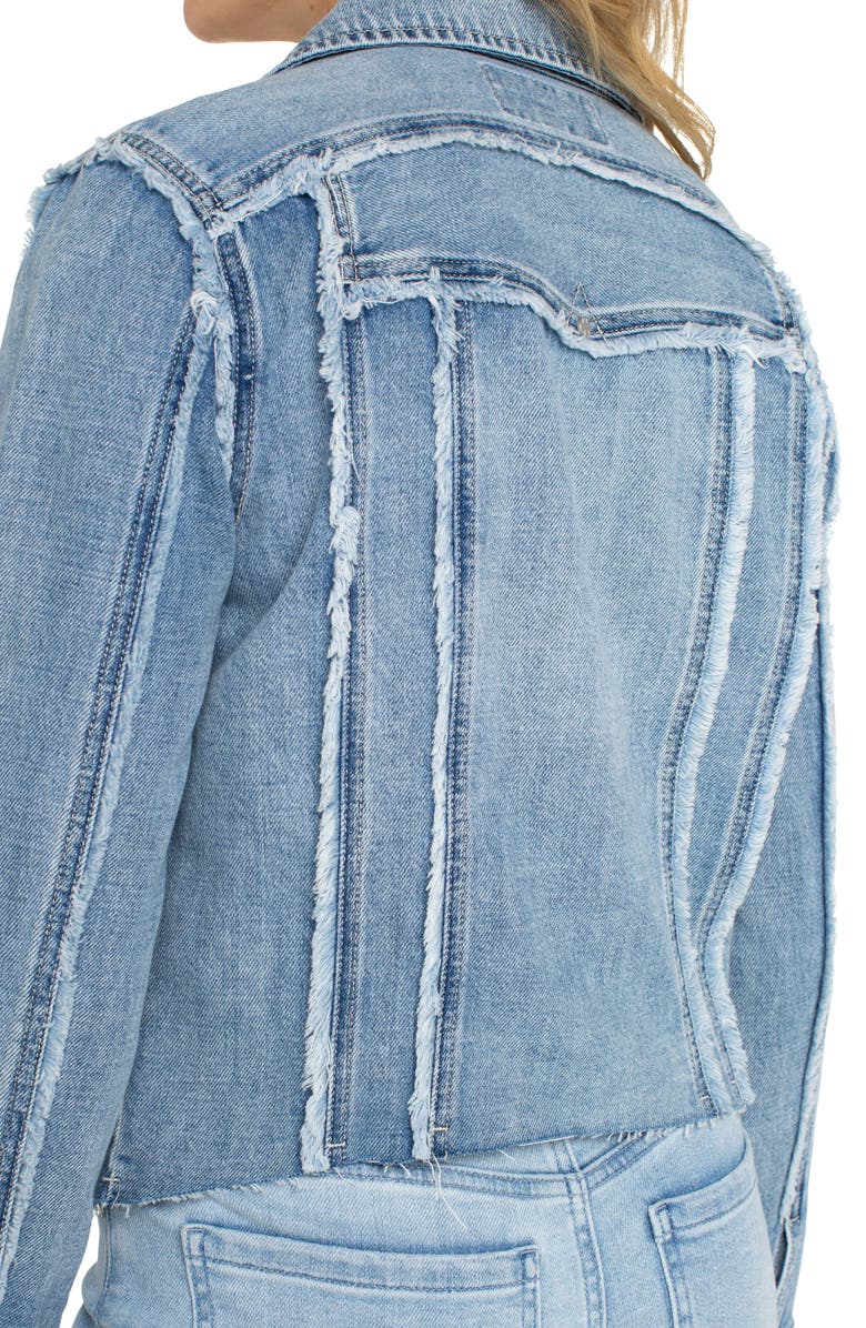 Liverpool Los Angeles Multi Frayed Denim Trucker Jacket, Alternate, color, 