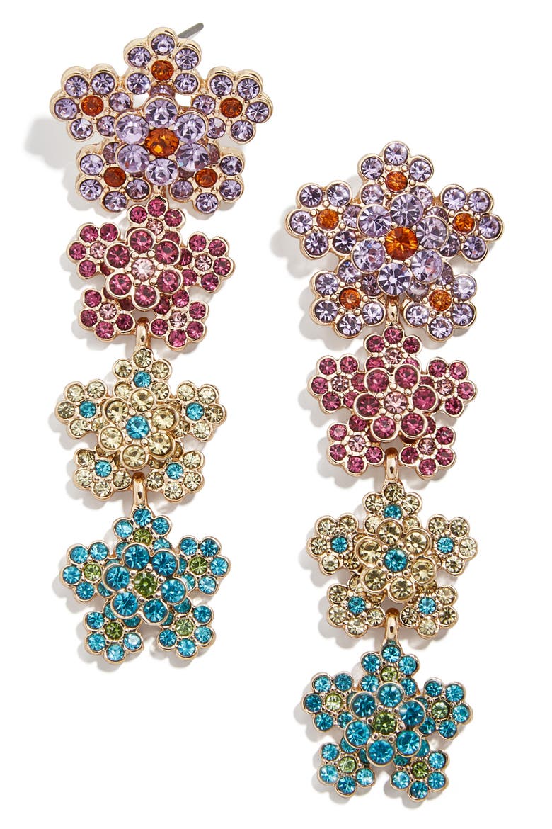 Magnolia Drop Earrings, Main, color, GOLD MULTI