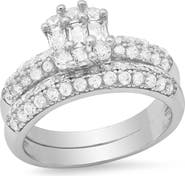STEELTIME 18k White Gold Plated 2-Piece Ring Set