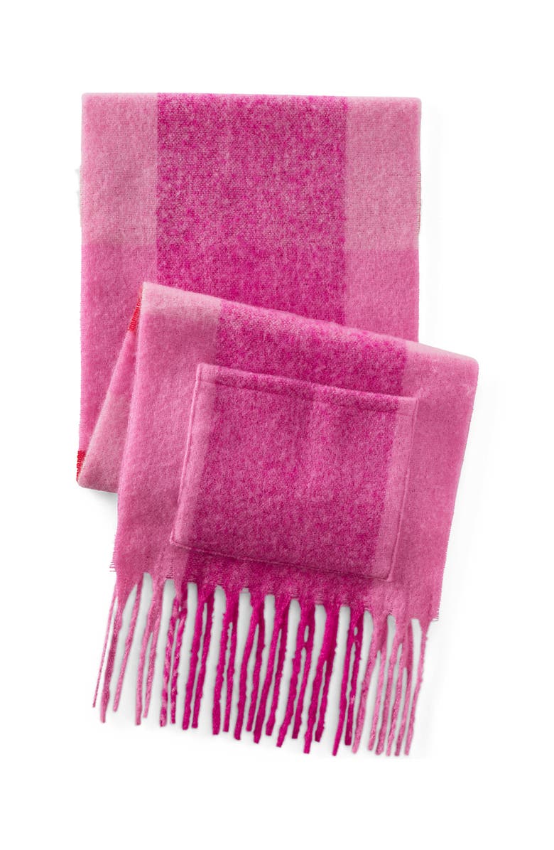 Lands
End Brushed Blanket Scarf, Alternate, color, Seaside Pink/Magenta Plaid
