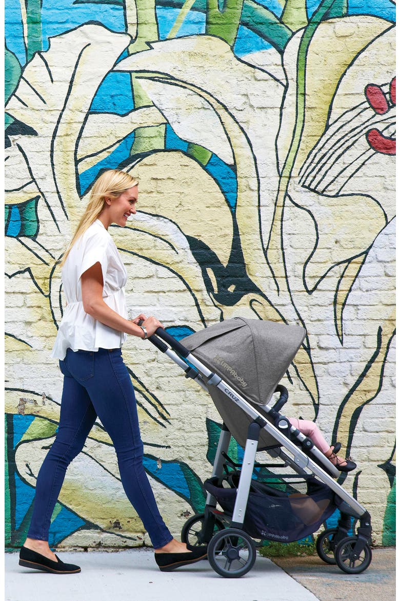 2018 CRUZ Aluminum Frame Stroller, Alternate, color, WHITE/ SADDLE LEATHER