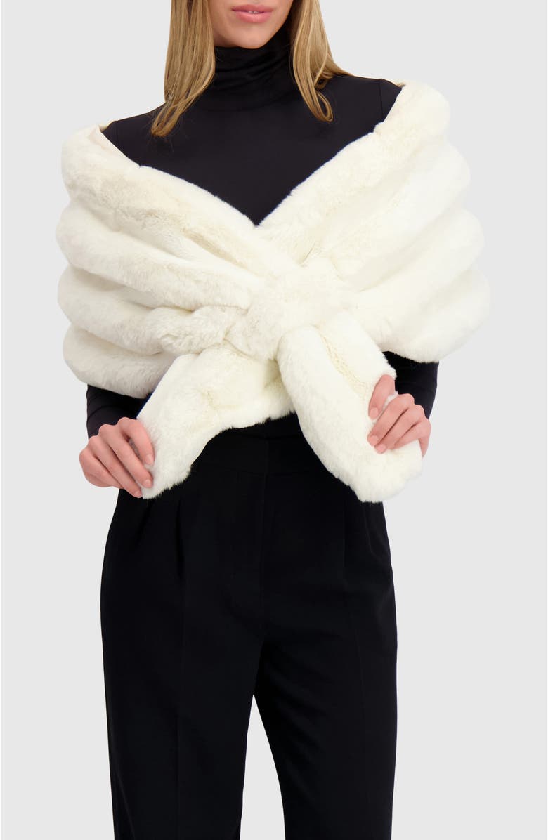 Lyla Grant Fur-Free Chinchilla (Faux Fur) Horizontal Stole, Alternate, color, White Chinch