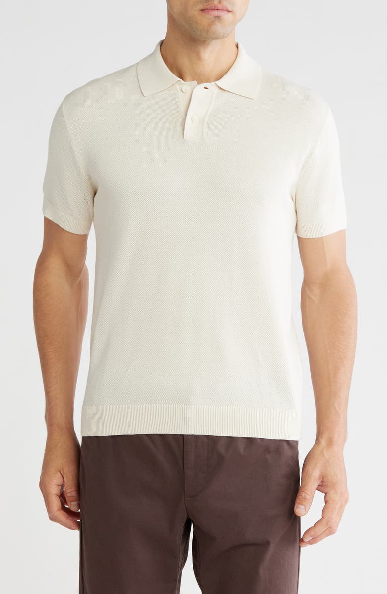 DENIM AND FLOWER Texture Sweater Polo, Main, color,