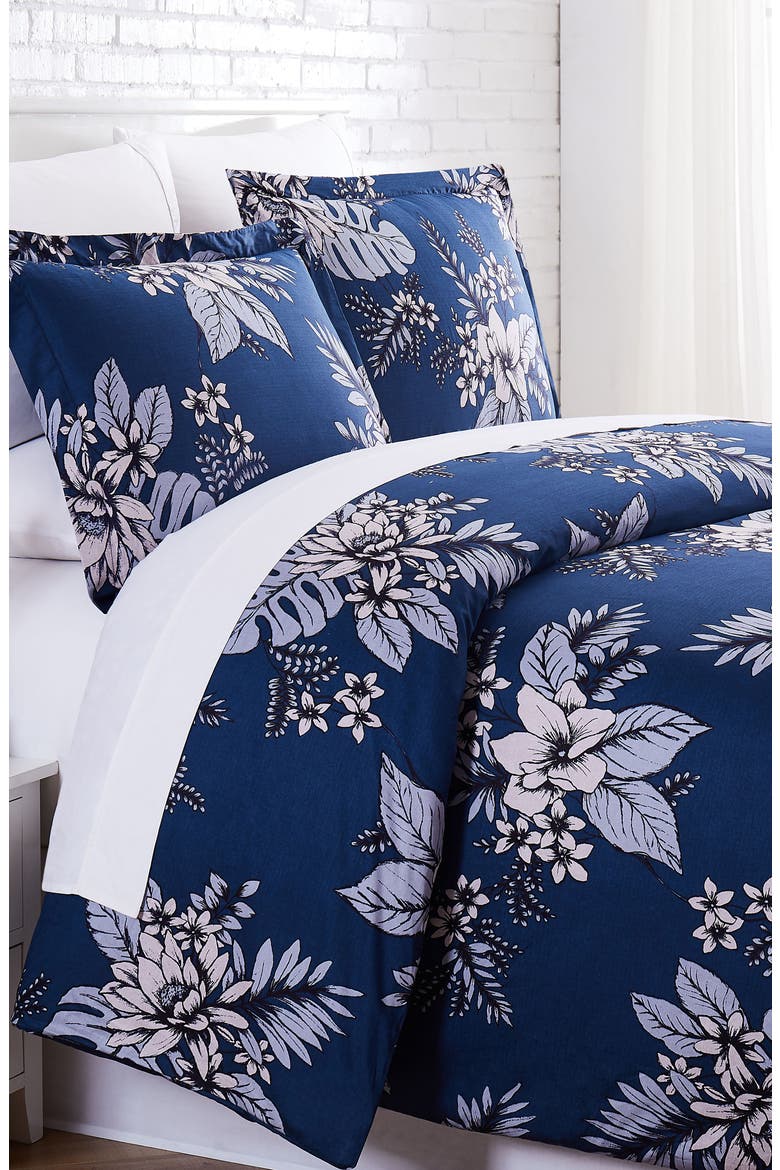 Premium Collection 300 Thread Count 100% Cotton Sateen Duvet Cover Set, Main, color, FLORA BLUE