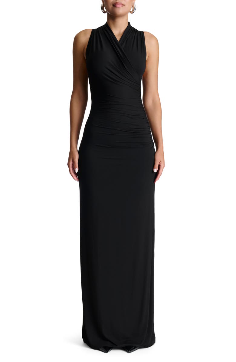Naked Wardrobe Smooth Overlap Sleeveless Body-Con Dress, Main, color, 