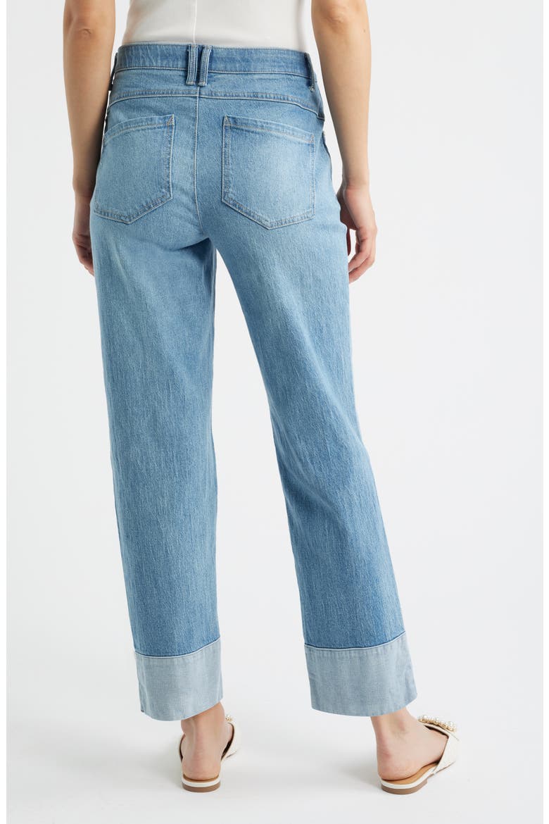 Round Up High Waist Cuffed Boyfriend Jeans, Alternate, color, LIGHT BLUE
