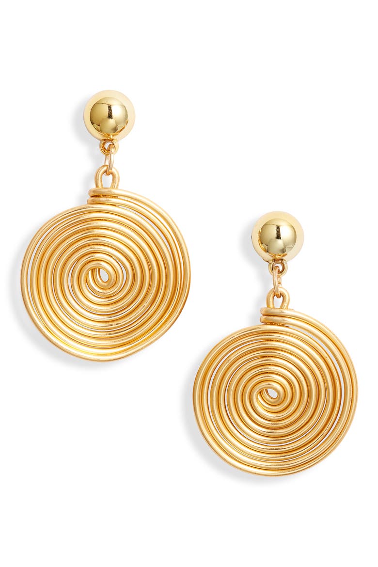 Swirl Drop Earrings, Main, color, GOLD