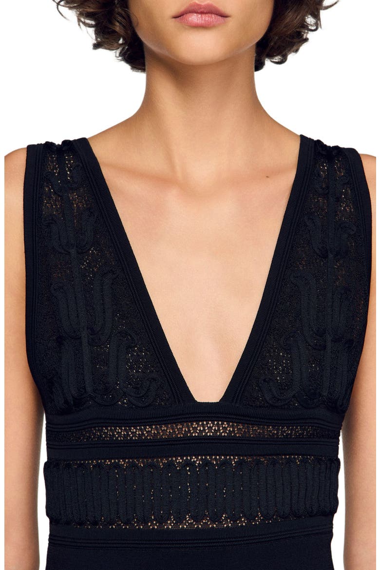 Ruffled knit maxi dress, Alternate, color, Black