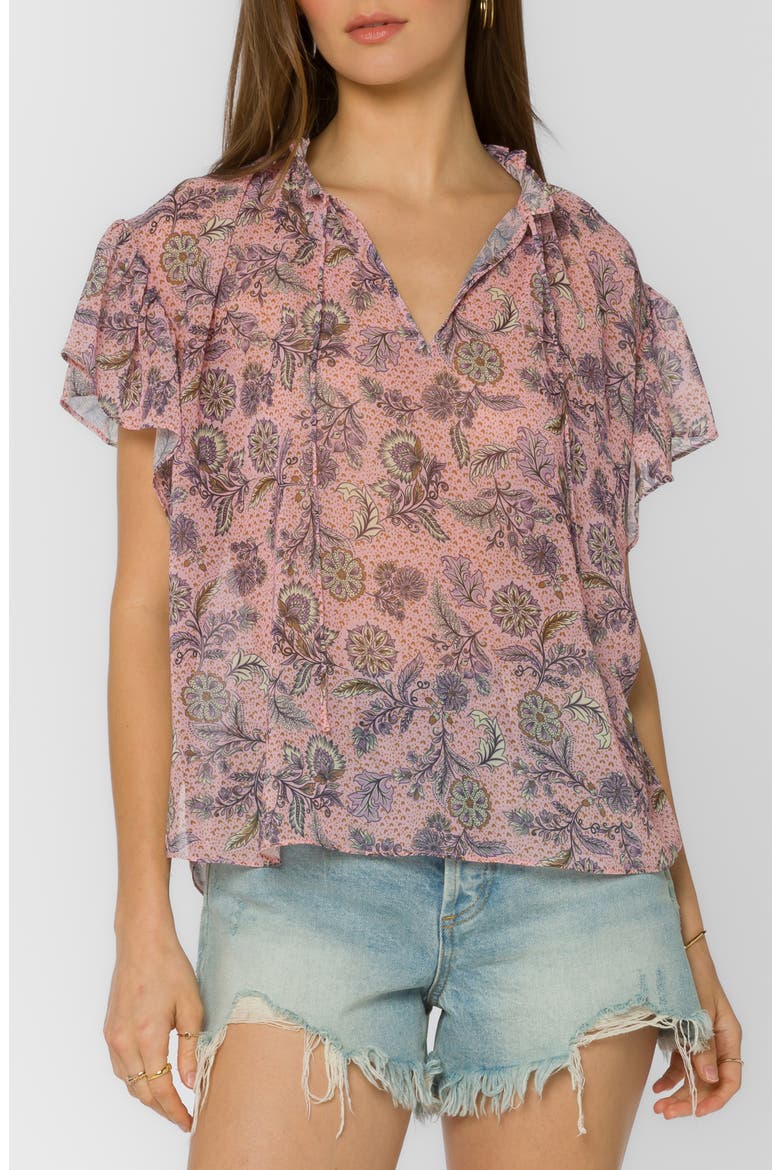 Sahara Flutter Sleeve Top, Main, color, KAWAII BLOOM