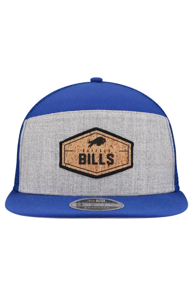 New Era Men's New Era  Gray/Royal Buffalo Bills Cork Split Panel 9FIFTY Trucker Snapback Hat, Alternate, color, Gray