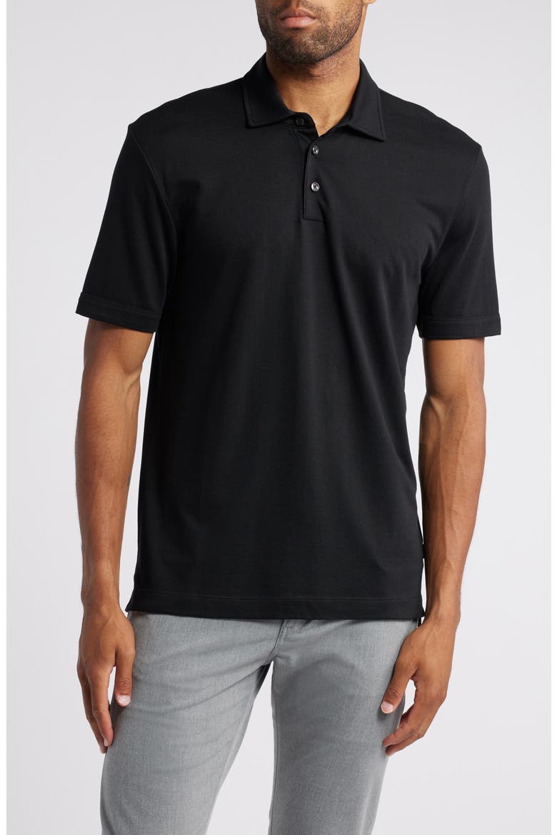Press Lyocell & Cotton Polo, Main, color, BLACK