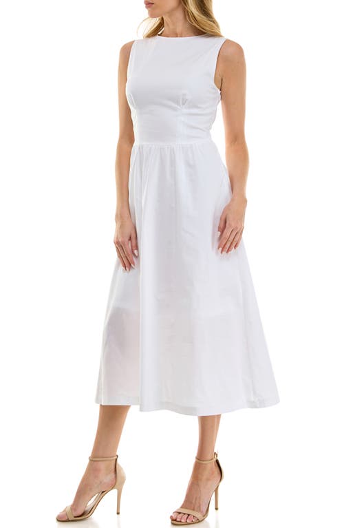Socialite Sleeveless Cutout Cotton Midi Sundress In White