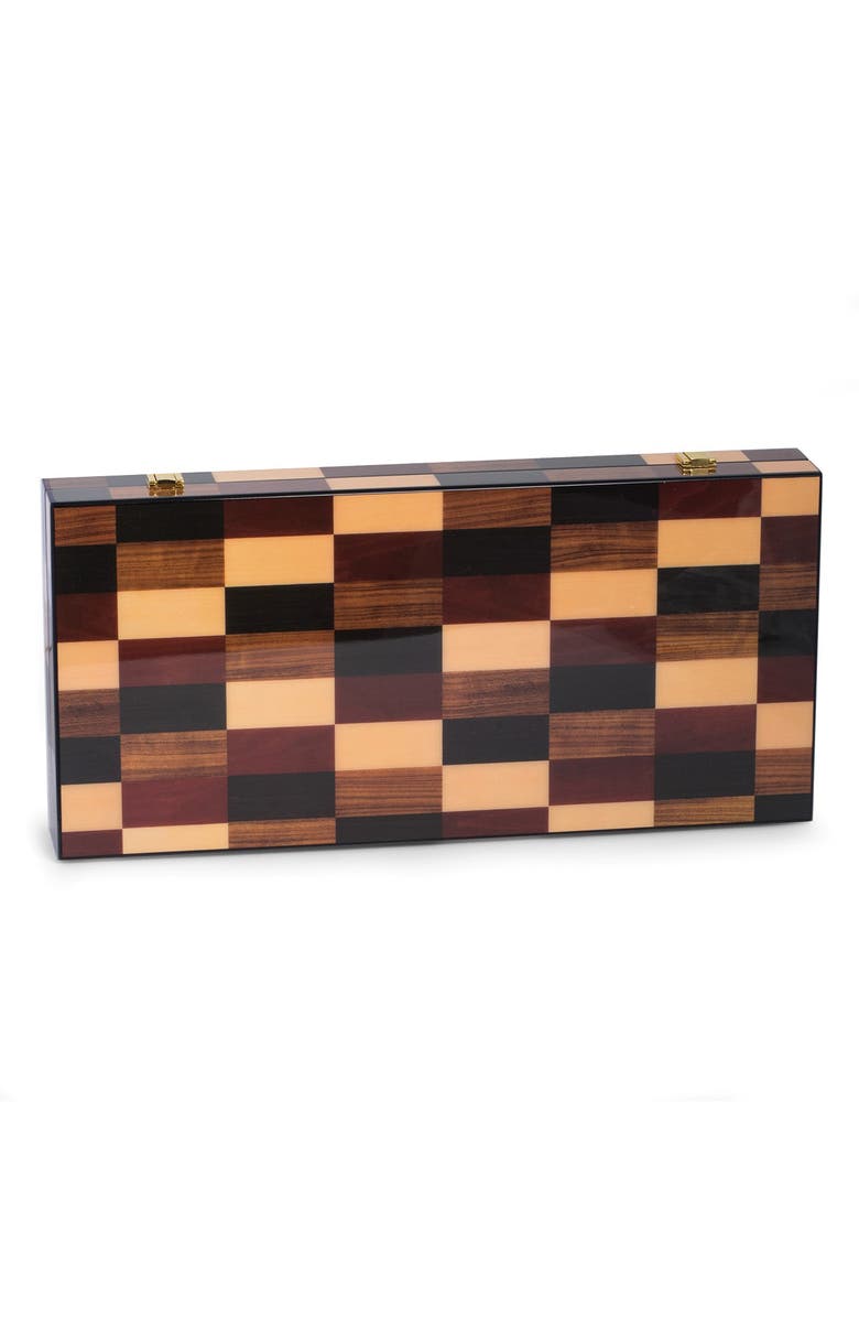 Bey-Berk Art Deco Design 18" Backgammon Set, Main, color, Black/ Gray