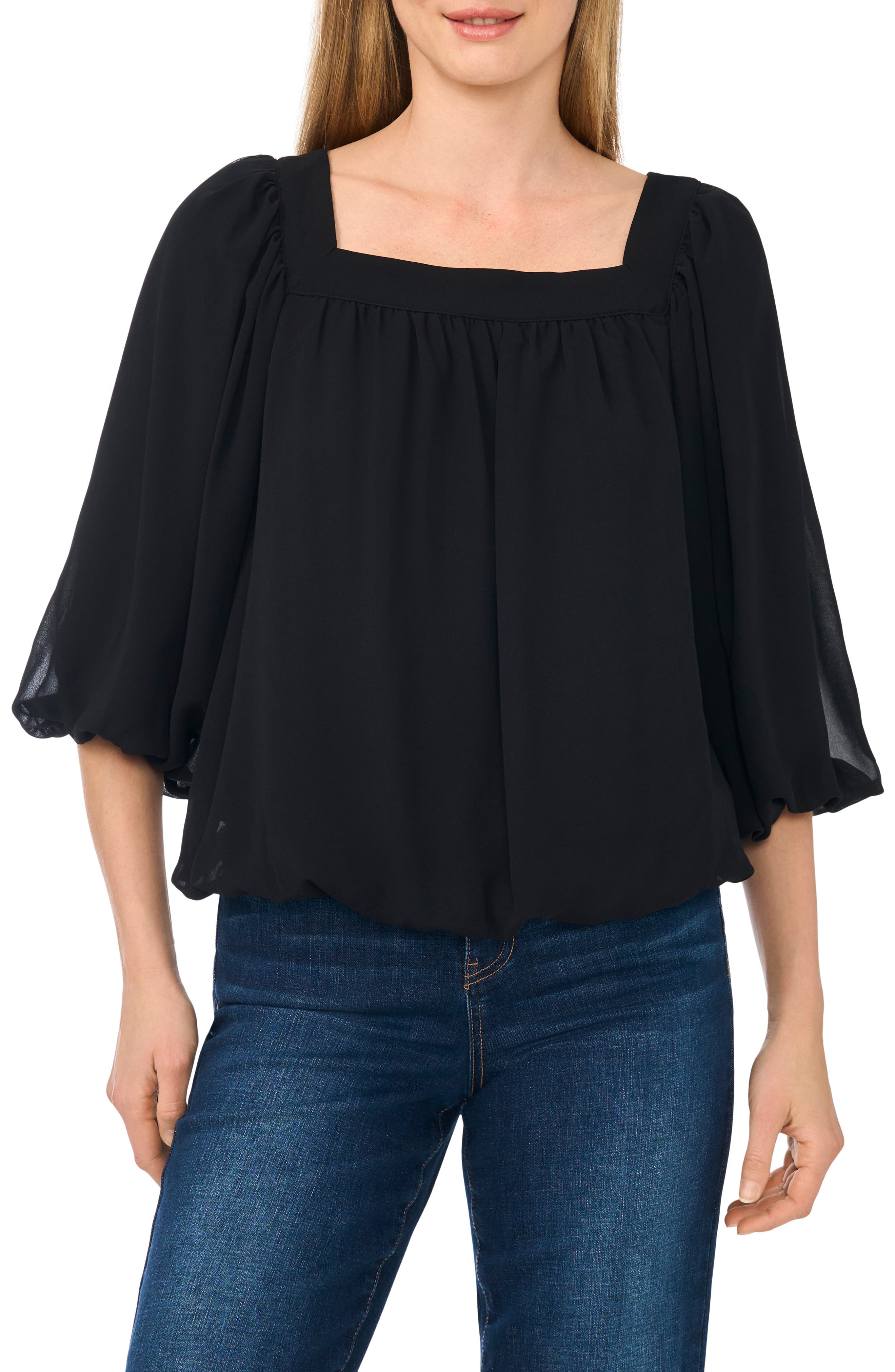 CeCe Square Neck Bubble Top