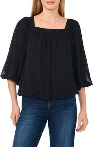 CeCe Square Neck Bubble Top