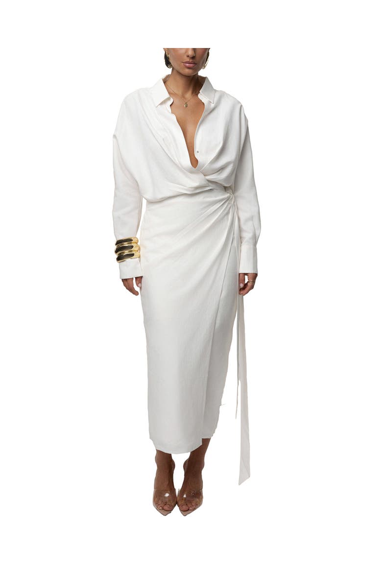 Skyline Wrap Midi Dress, Main, color, Ivory