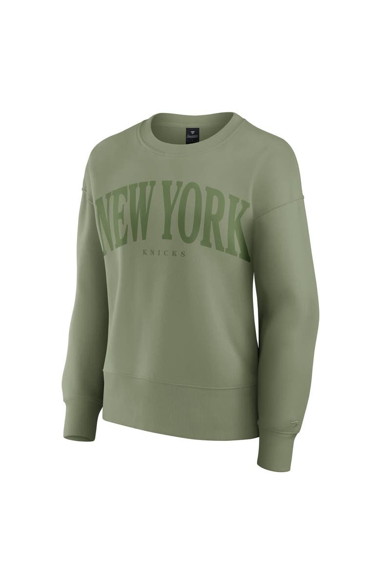 FANATICS Women's Fanatics Olive New York Knicks Elements Flow Pullover Sweatshirt, Alternate, color, Olive
