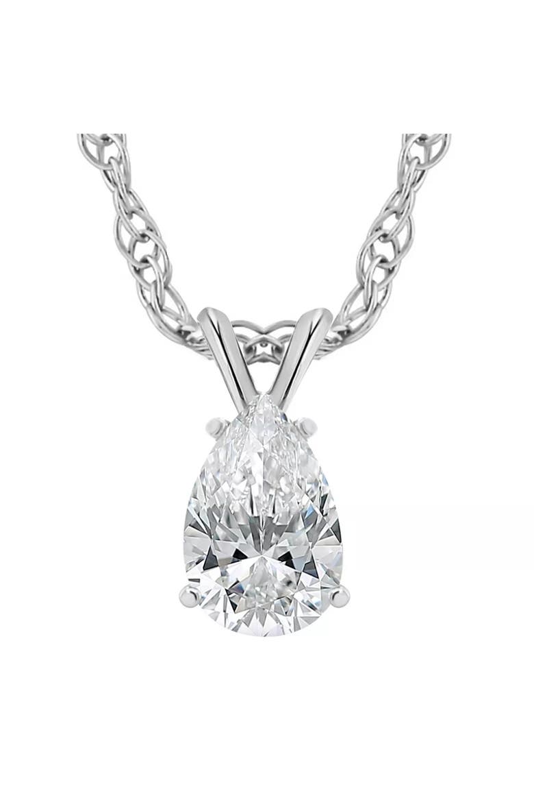 1Ct Pear Solitaire Diamond Pendant Necklace 14k Gold Lab Grown, Main, color, 14k White Gold
