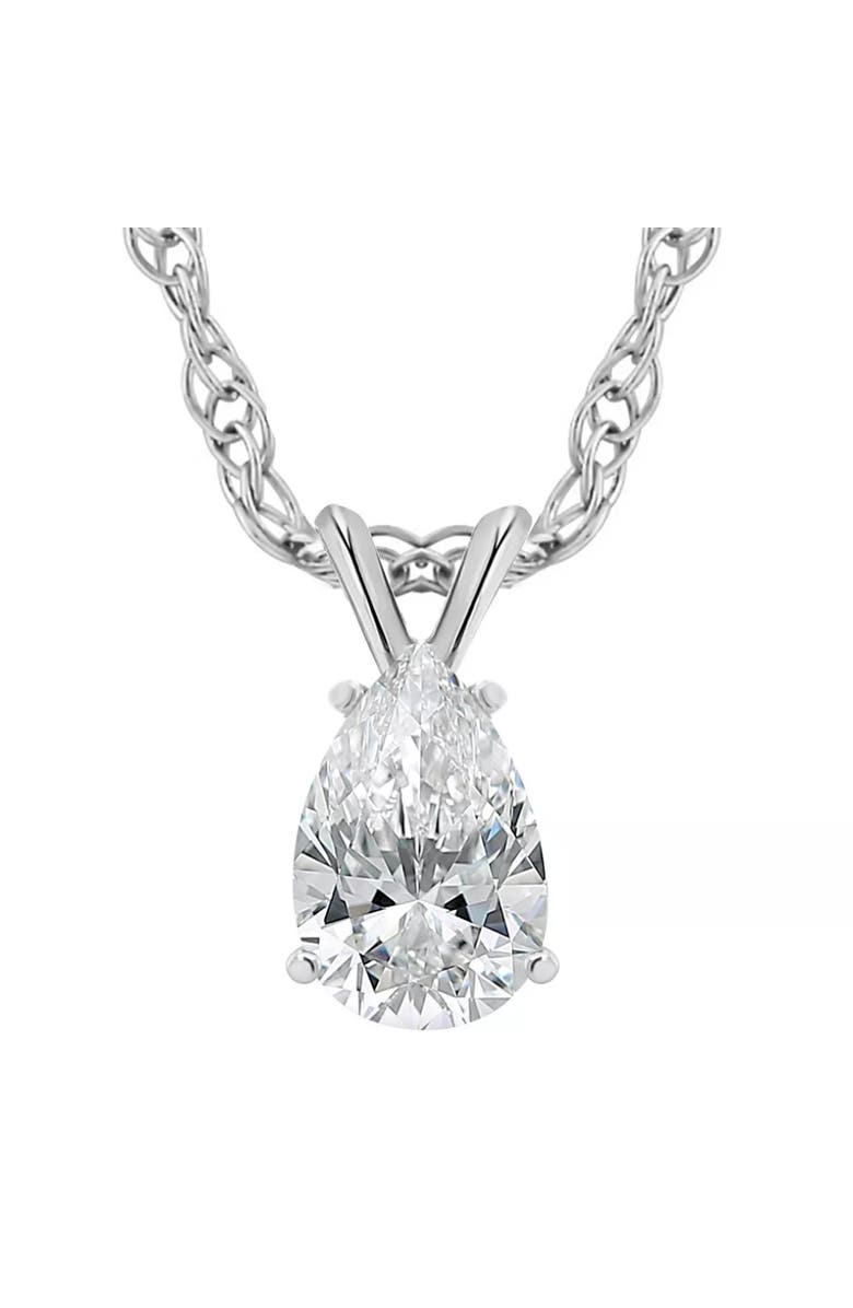 Bliss Diamond 1Ct Pear Solitaire Diamond Pendant Necklace 14k Gold, Main, color, 14K White Gold
