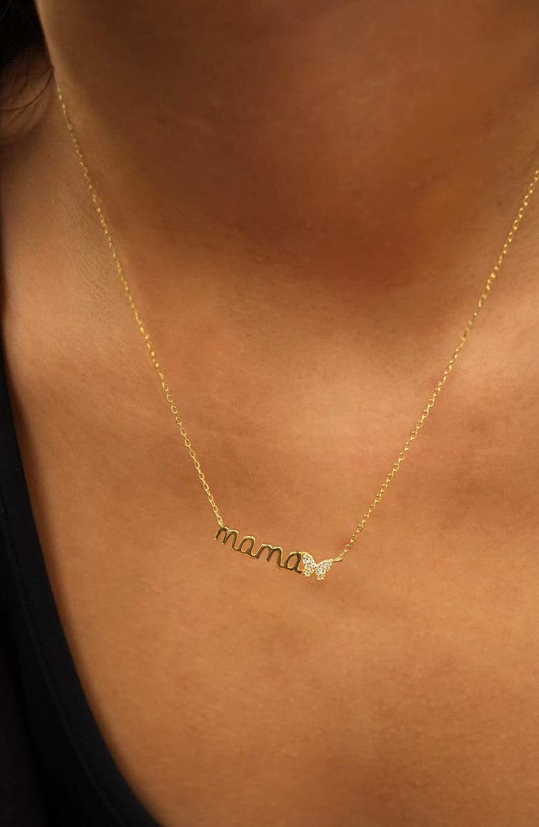 Argento Vivo Sterling Silver Mama Butterfly Pendant Necklace, Alternate, color, Gold