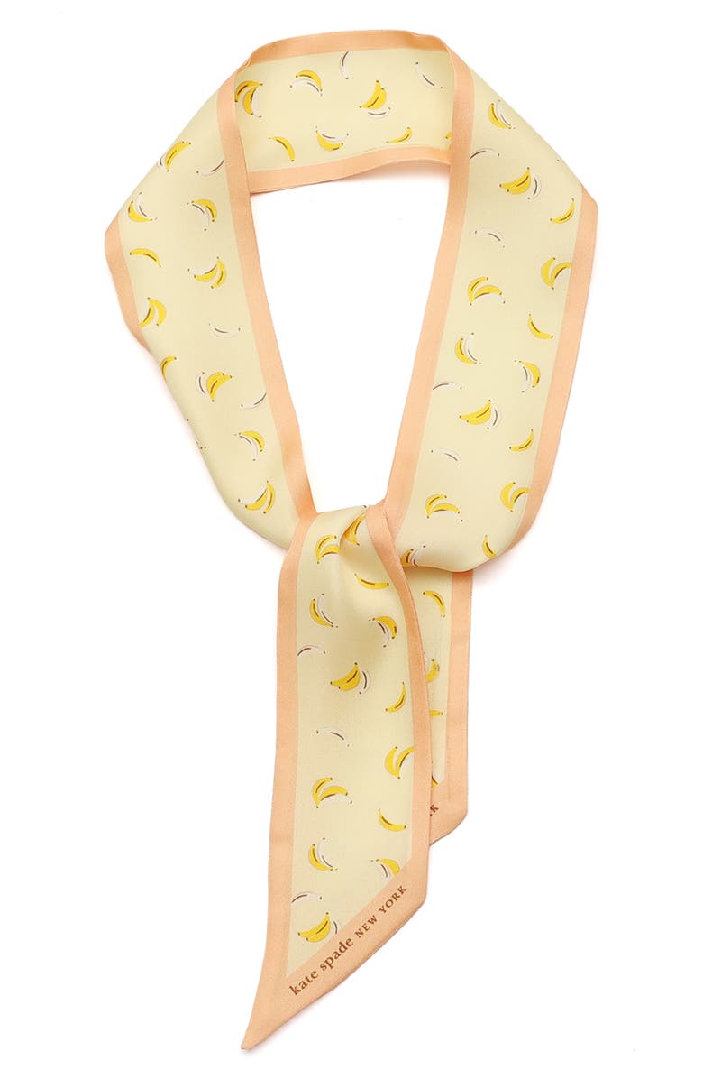Kate Spade New York bold bananas silk skinny scarf, Main, color, Light Cantaloupe