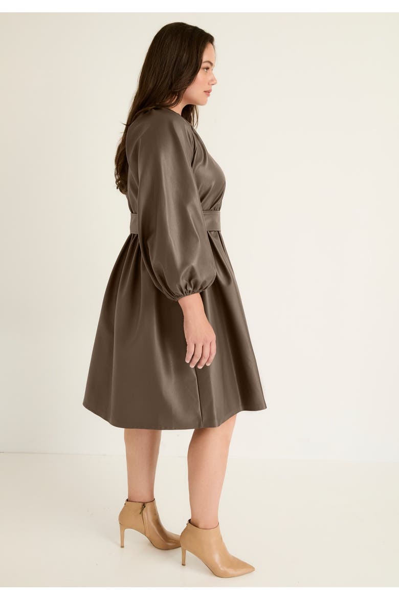 Faux Leather Dress, Alternate, color, COCOA