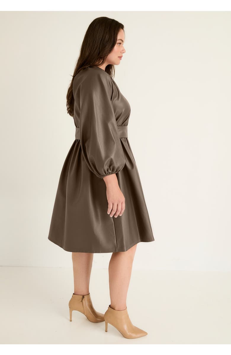 June + Vie Faux Leather Dress, Alternate, color, Cocoa