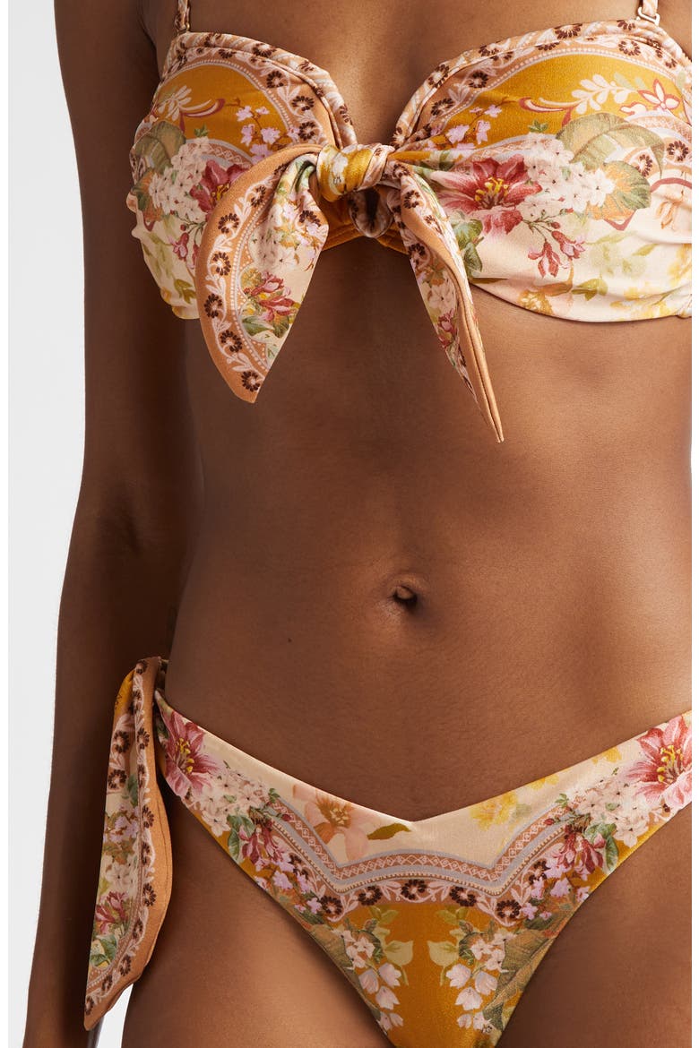Wylie Scarf Tie Two-Piece Swimsuit, Alternate, color, MUSTARD FLORAL