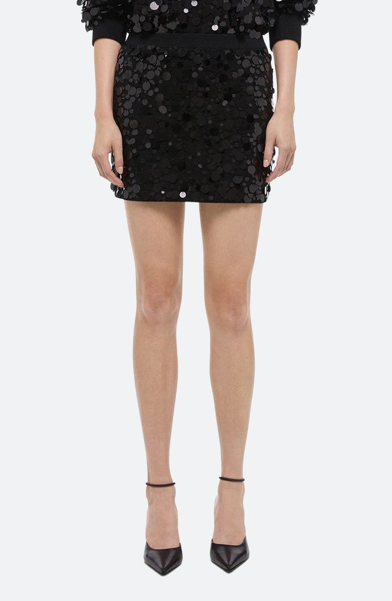 Helmut Lang Paillette Wool Miniskirt, Main, color, Black