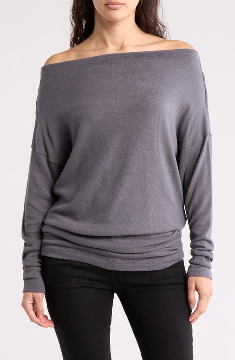Brushed Knit Boat Neck Top