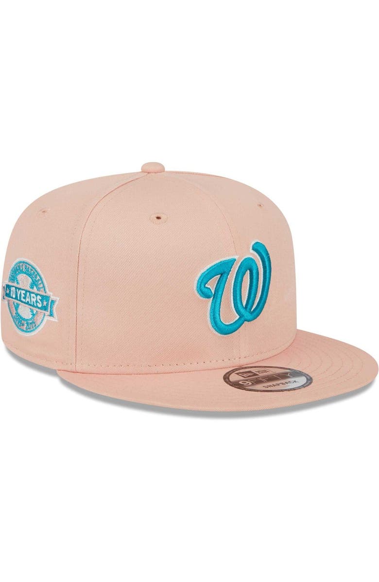 New Era Men's New Era Pink Washington Nationals  Sky Aqua Undervisor 9FIFTY Snapback Hat, Main, color, 