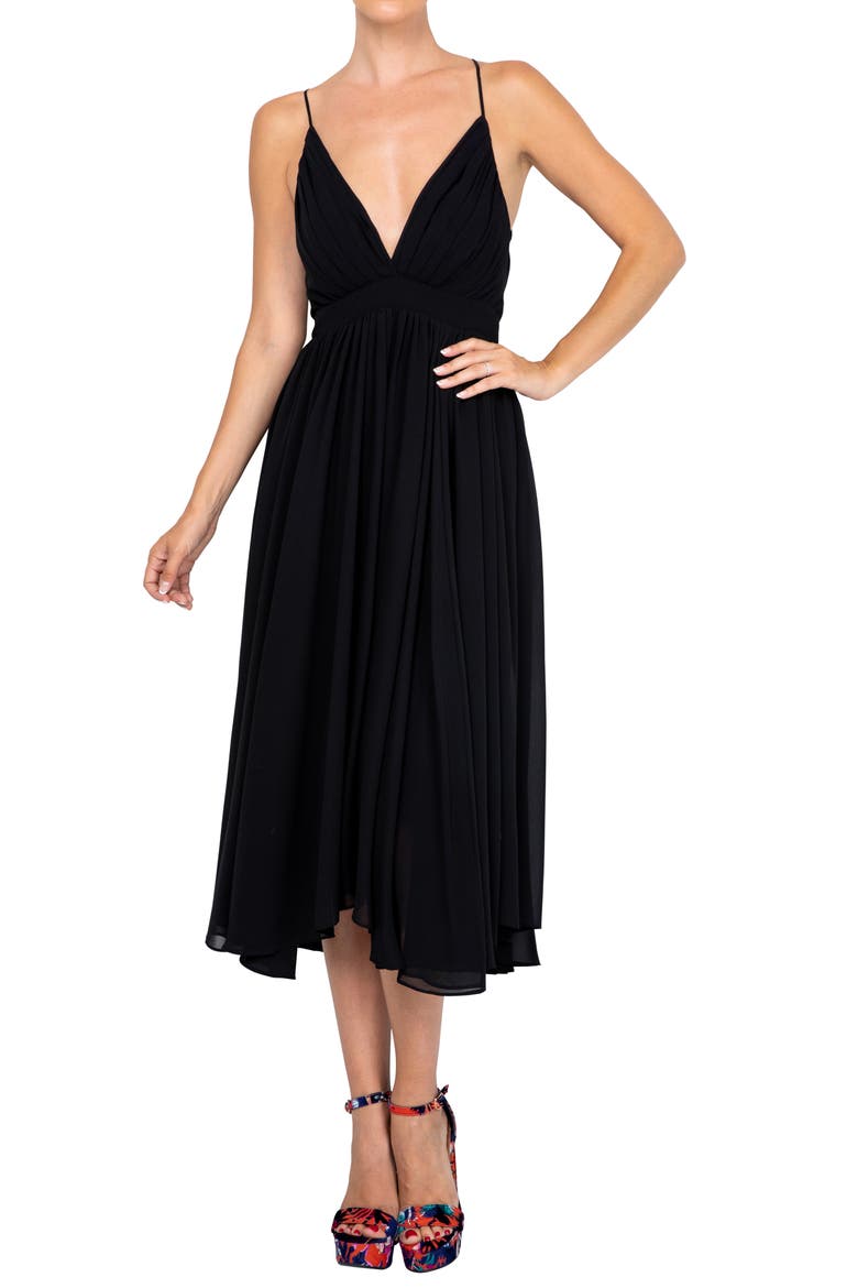 Enchanted Garden Midi Dress, Main, color, BLACK