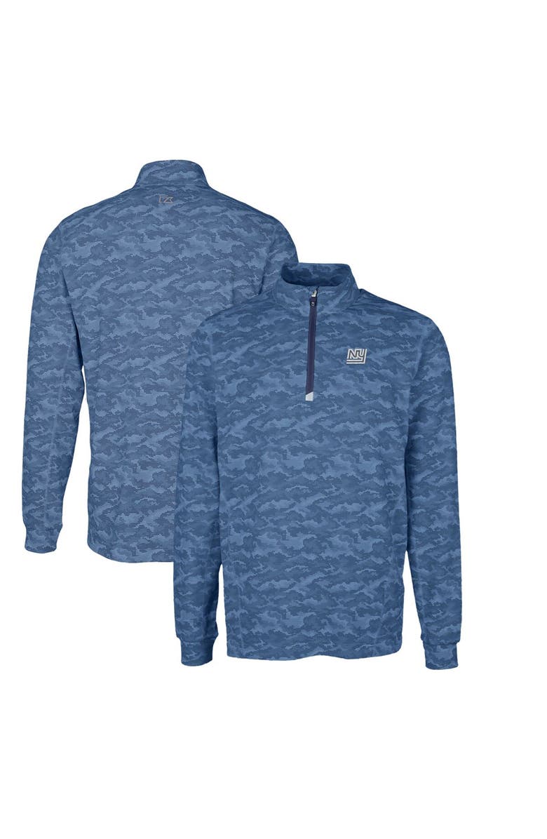 Cutter & Buck Men's Cutter & Buck Navy New York Giants Throwback Logo Big & Tall Traverse Camo Print Stretch Quarter-Zip Pullover Top, Main, color, 