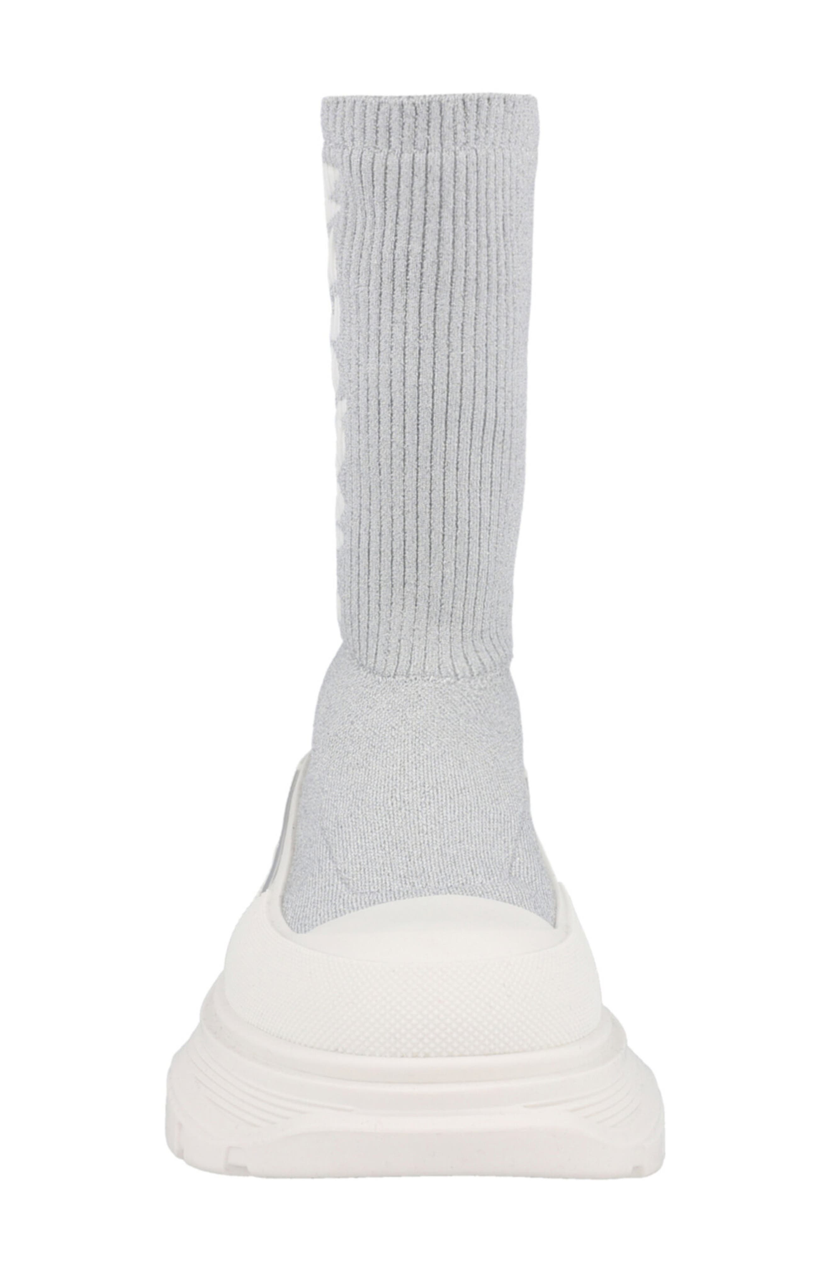 McQueen Ribbed Tread Sock Bootie, Alternate, color, Silver Grey White