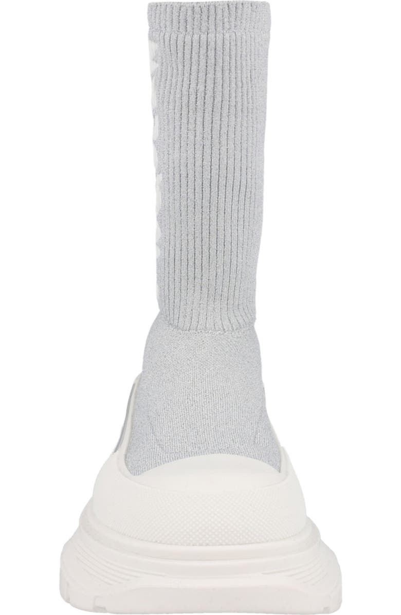 McQueen Ribbed Tread Sock Bootie, Alternate, color, Silver Grey White