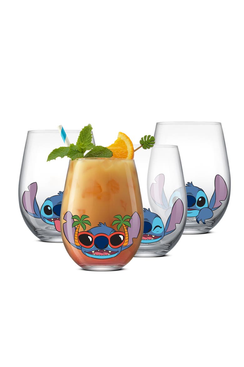 Disney Stitch Silly Sips Set of 4 Stemless Glasses, Alternate, color, MULTI