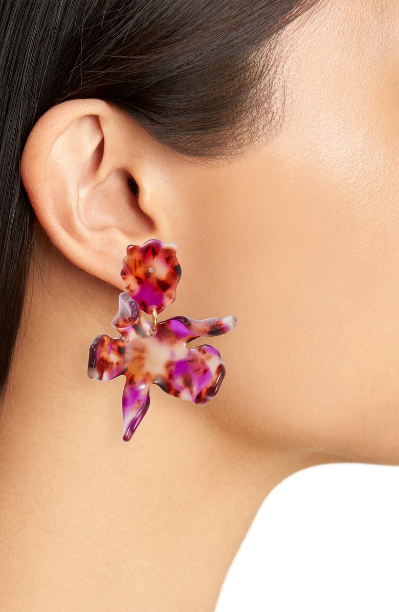Lele Sadoughi Small Paper Lily Earrings, Alternate, color, Eggplant