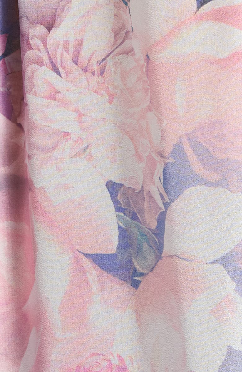 Tahari ASL Printed Ruffle Top, Alternate, color, Blue Petal Floral