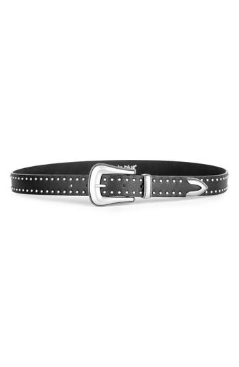 Linea Pelle Western Studded Faux Leather Belt In Black