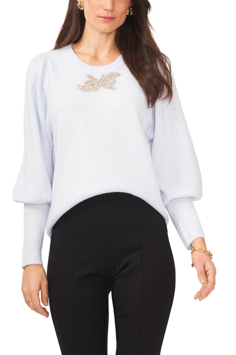Cozy Balloon Sleeve Sweater, Main, color, FROZEN