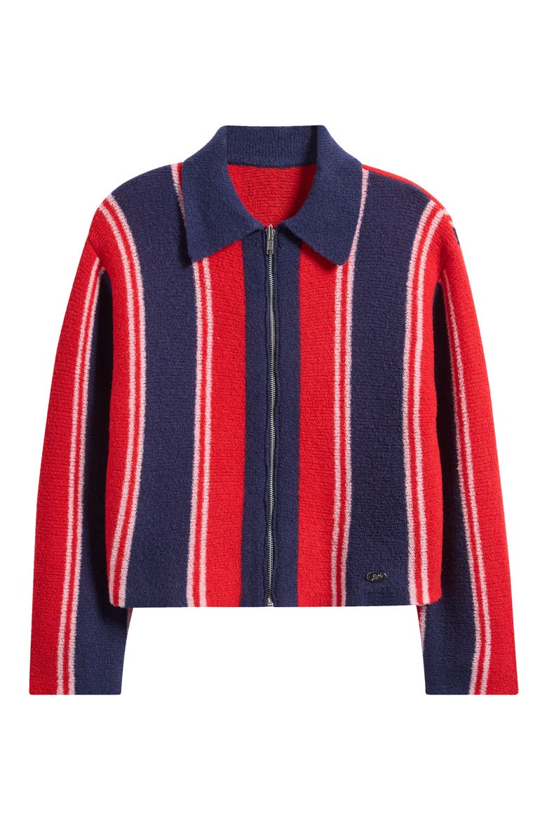 Bibi Stripe Reversible Wool Blend Cardigan, Alternate, color, RED