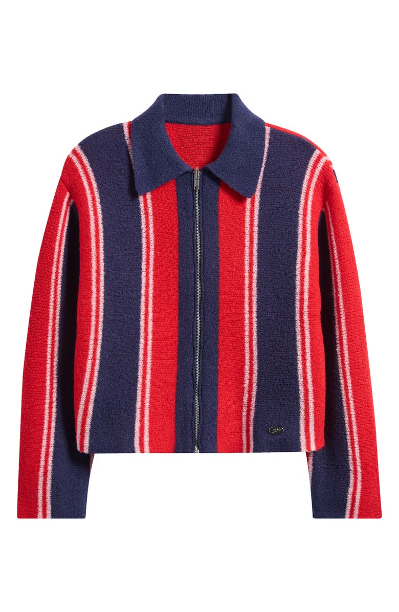 Damson Madder Bibi Stripe Reversible Wool Blend Cardigan, Alternate, color, Red