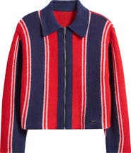 Damson Madder Bibi Stripe Reversible Wool Blend Cardigan