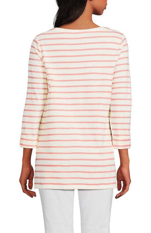 Lands' End Supima Cotton Adjustable 3/4 Sleeve Boatneck Tunic In White