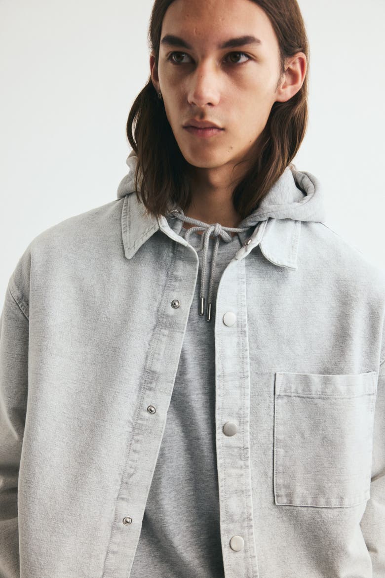 Hooded Overshirt, Alternate, color, Washed light gray