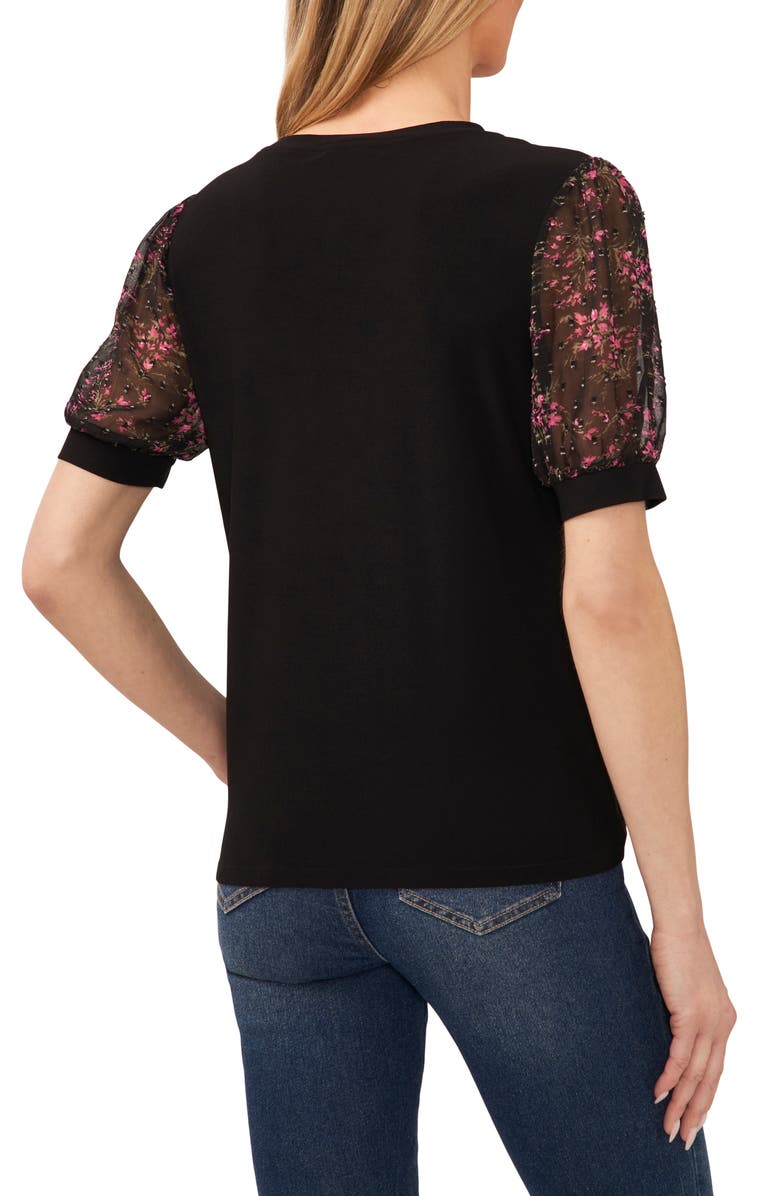 CeCe Mixed Media Puff Sleeve Top, Alternate, color,