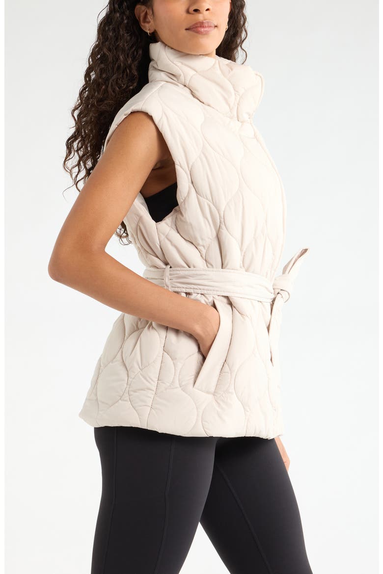 Skyline Belted Puffer Vest, Alternate, color, GREY PEBBLE