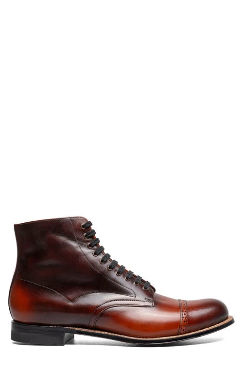 Stacy Adams Madison Cap Toe Lace Up Boot In Brown